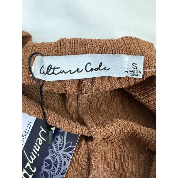 Culture Code Brown Textured Crinkled 3/4 Sleeve Top Shirt Basics Essential S - Picture 6 of 9